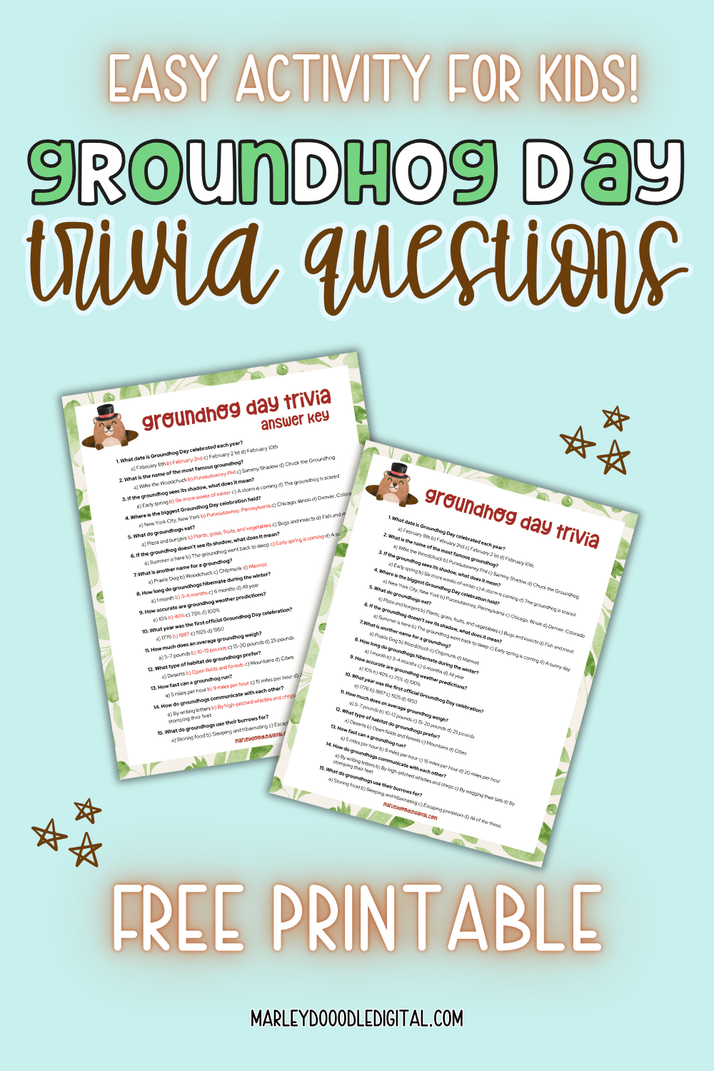 free printable groundhog day trivia questions (and answers
